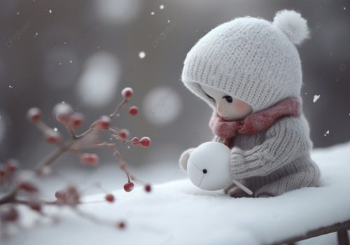 pngtree-small-doll-is-holding-a-small-toy-with-snowflakes-falling-image_2683734